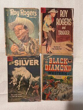 VTG Dell Western Comics Lot: Roy Rogers Hi-Yo Silver & Black Diamond 1950s